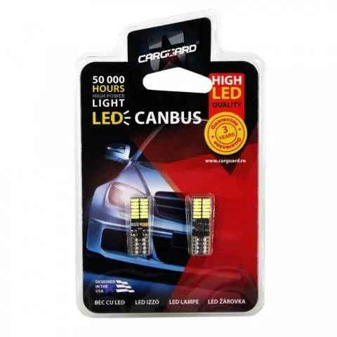 LED de poziție T10 5W 12V 2W 168lm alb rece Canbus set 2 buc Carguard [1]