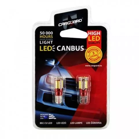LED SMD Pozitie 5W5 T10 12V 399lm Can114 set 2buc Carguard alb rece 6000K 3W,5W soclu T10 [1]