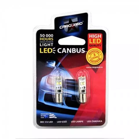 LED SMD de poziție BA9S 12V 3W 56lm alb rece set 2 buc Carguard Canbus [2]