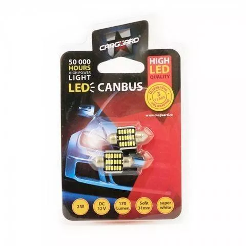 LED Sofit 31mm Canbus 12V 2W 170lm alb rece Carguard set 2buc pentru plafoniera număr de înmatriculare [3]