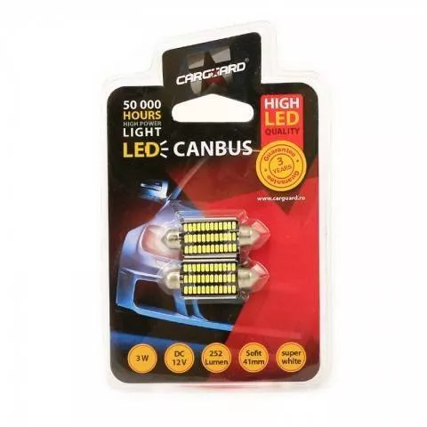 LED Sofit Canbus 41mm 12V 3W 252lm alb rece Carguard set 2 buc pentru plafoniera număr de înmatriculare [3]