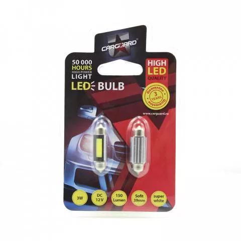LED Sofit Plafoniera 39mm 12V 3W 150lm alb rece Carguard set 2 buc SV-8.5 6000K [2]