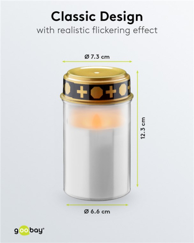Lumânare funerară LED alb 2700K 10cm Goobay 64604 cu temporizator și lumina caldă. [7]