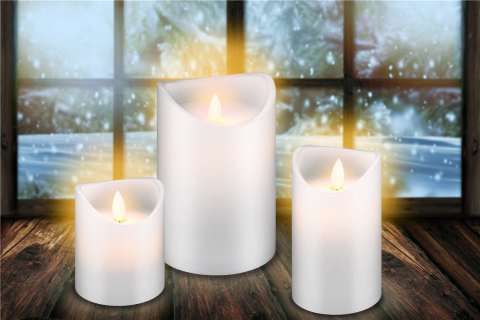 Lumânare LED Real Wax Alb 10x15cm Goobay 66521 cu efect de flacără naturală și control cu telecomandă [4]