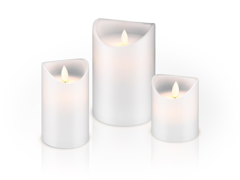 Lumânare LED Real Wax Alb 10x15cm Goobay 66521 cu efect de flacără naturală și control cu telecomandă [2]