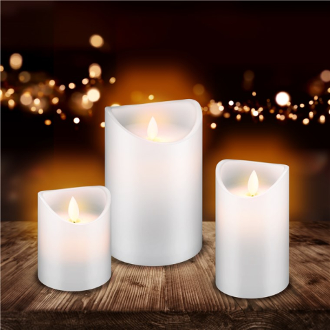 Lumânare LED Real Wax Alb 10x15cm Goobay 66521 cu efect de flacără naturală și control cu telecomandă [3]