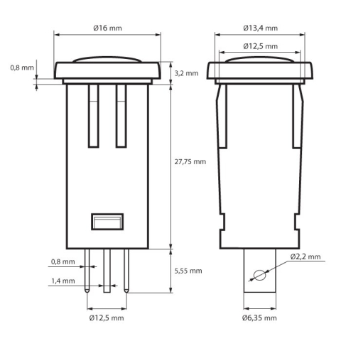 Lumina semnal 12V lumina roșie LED 39x12 mm terminal 6.3mm 07921PI – IoElectronice.ro [1]