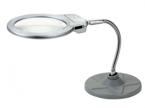 Lupe - Lupa de birou cu brat flexibil și lumina LED, măritor 2,5x și 5x, ideal pentru lucru detaliat și precis