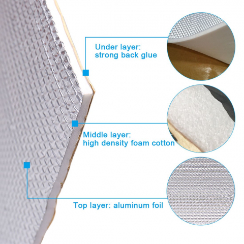 Material insonorizant auto cu strat din aluminiu, 100x100cm, autoadeziv, izolare fonică și termică eficientă [4]