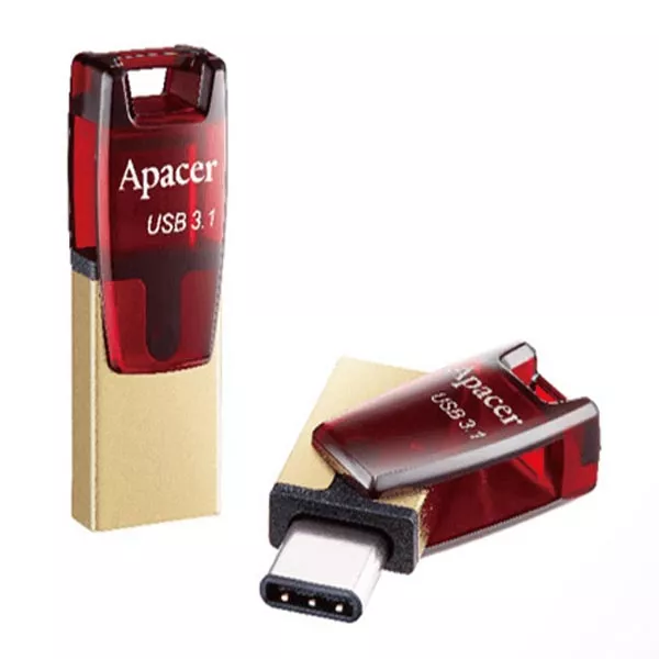 Memorii USB - Memorie flash Apacer AH180 USB 3.2 Type-C 32GB OTG, rapidă și compactă, ideală pentru MacBook și telefoane Android
