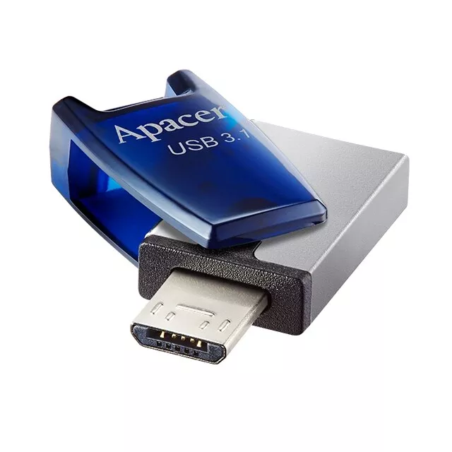 Computer-laptop - Memorie USB 3.1 OTG 64GB Apacer, Albastru, Rapid și Compatibil cu Windows, Mac și Android