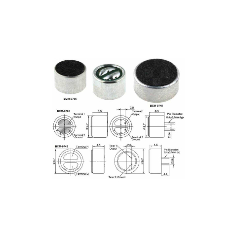 Microfon condensator BeStar BCM9765 9.7x6.5mm, 2.2kΩ, 20-16kHz, SNR 60dB, tensiune 1.5-10V [2]