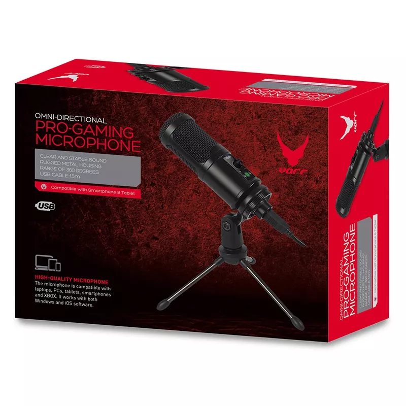 Microfon cardioid gaming VARR VGMTB2 cu fir, conector USB A, lungime 1.5 m, culoare neagră [3]