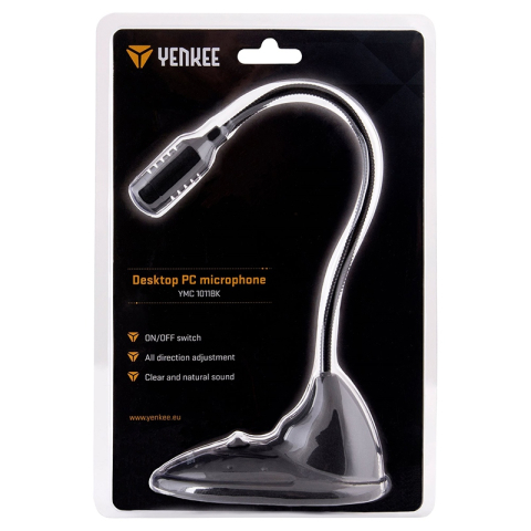 Microfon flexibil PC YENKEE YMC1011BK Jack 3.5 mm cu comutator ON/OFF, negru, cu fir [2]