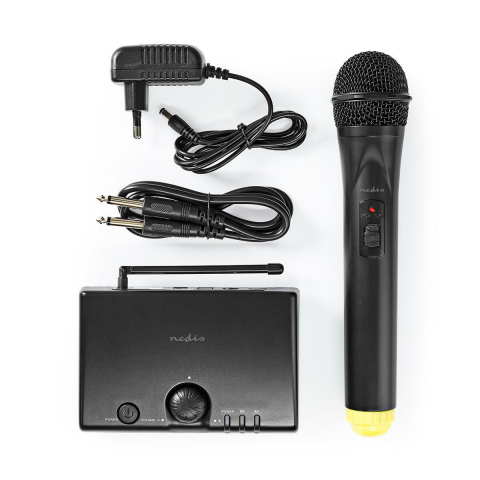 Microfon wireless Nedis cu autonomie de 5 ore, canal unic, ideal pentru spectacole și prezentări negru [1]