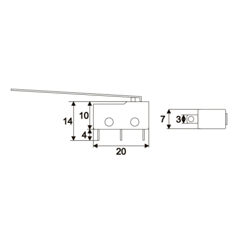 Microinterupator 1 circuit 5 2A 250V ON-ON cu lamela 50mm 20x10x7mm – IoElectronice.ro [2]