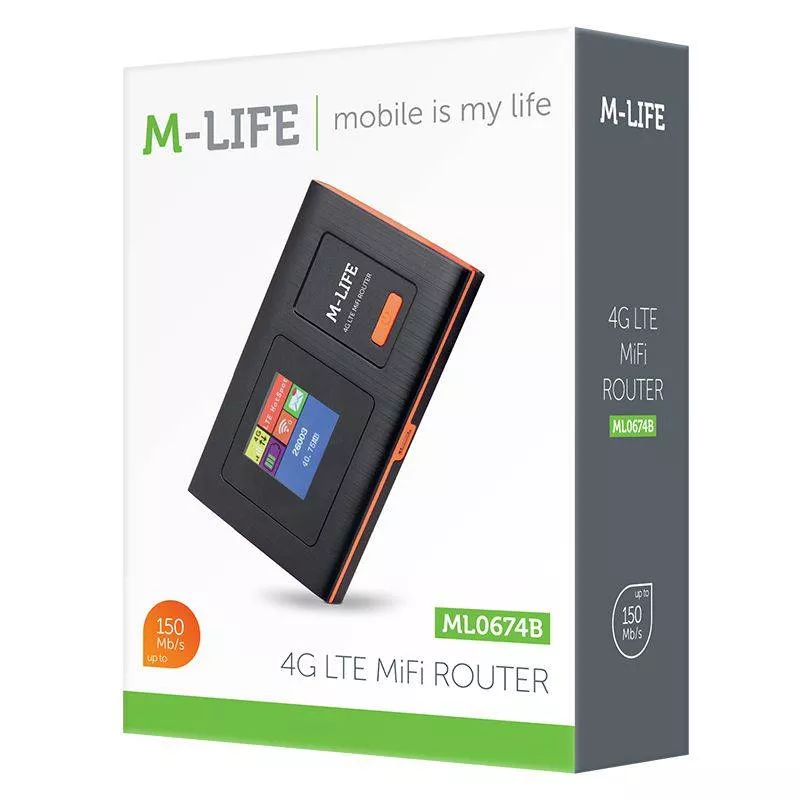 Router 4G LTE M-LIFE cu WiFi, display LCD, până la 10 utilizatori, baterie 1800mAh, port microSD și securitate avansată [3]
