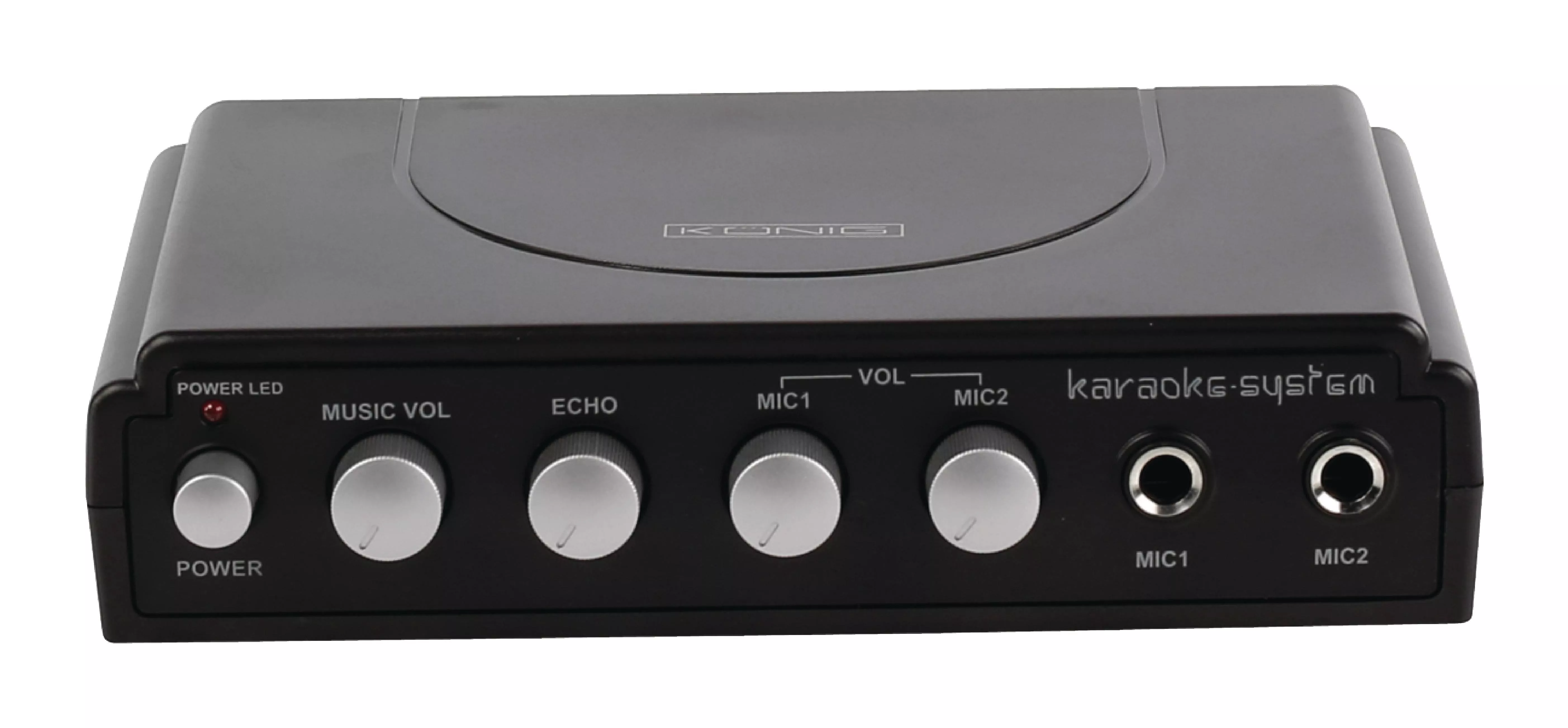 Mixer karaoke cu 2 microfoane negru Konig, model KAM-200, 24 luni garanție persoane fizice. [1]