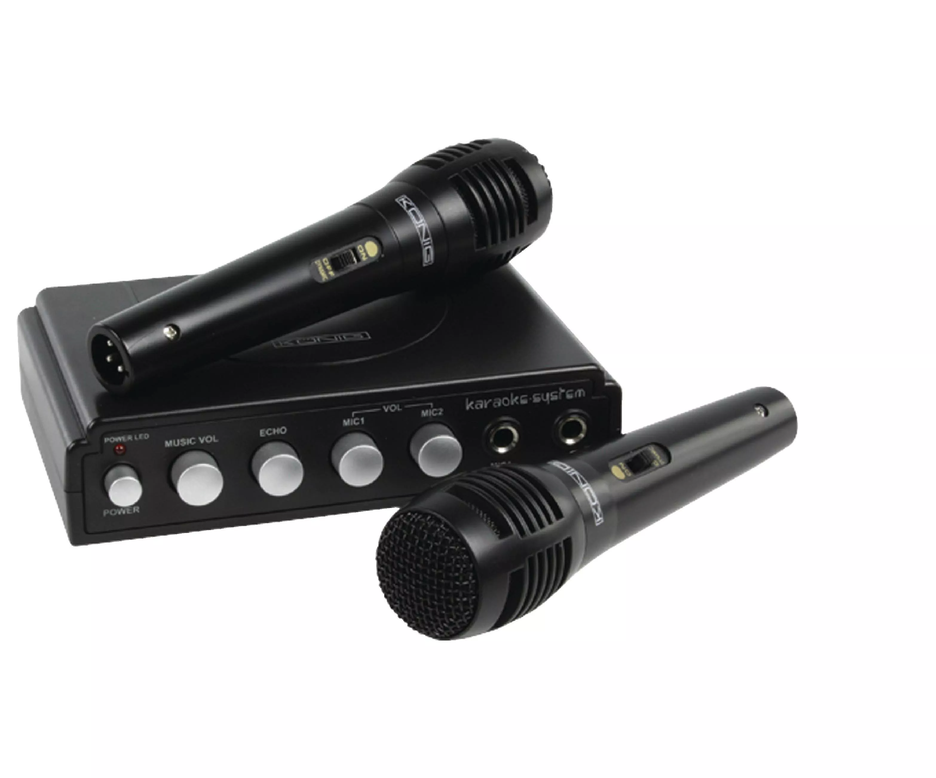 Microfoane - Mixer karaoke cu 2 microfoane negru Konig – IoElectronice.ro