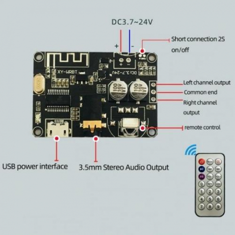 Modul Bluetooth 3.0 cu Jack 3.5mm, Alimentare USB, Telecomandă, Compatibil Stereo, Performanță Superioară [1]