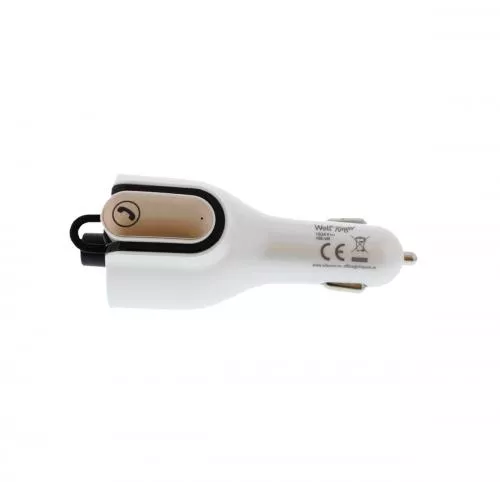 Modulator FM Well Ringer cu cască Bluetooth v5.0, conectori USB A, USB Type C, brichetă auto, 12V/24V DC, alb [3]
