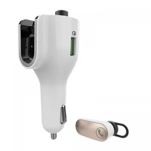 Modulator FM Well Ringer cu cască Bluetooth v5.0, conectori USB A, USB Type C, brichetă auto, 12V/24V DC, alb [1]