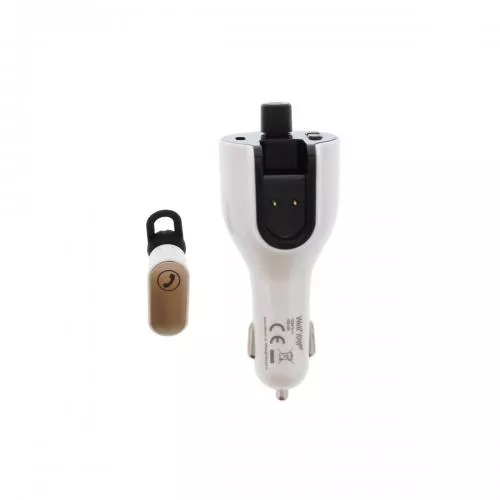 Modulator FM Well Ringer cu cască Bluetooth v5.0, conectori USB A, USB Type C, brichetă auto, 12V/24V DC, alb [2]