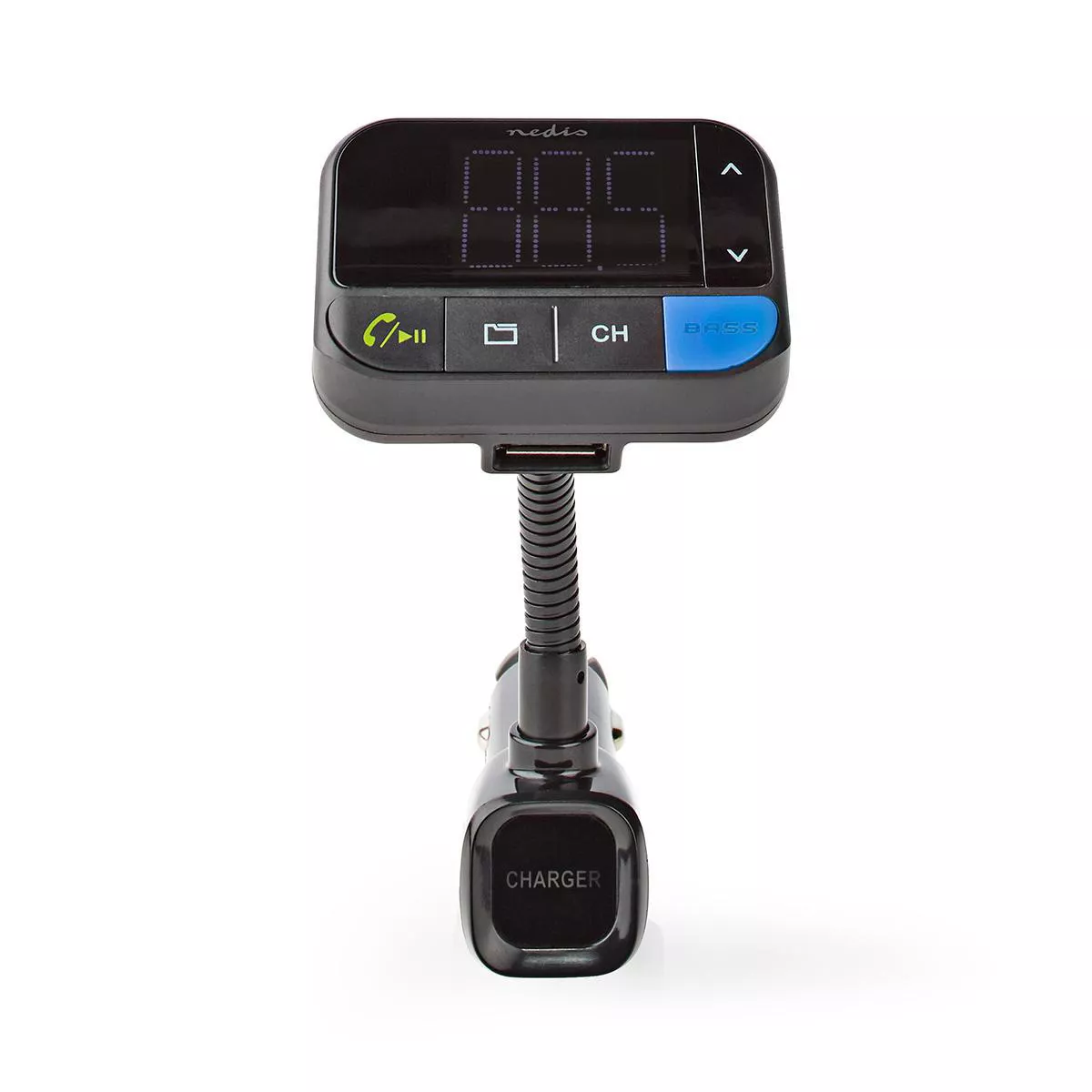 Modulatoare FM auto - Modulator FM Nedis Bluetooth MicroSD Hands-Free Control vocal 2x USB – IoElectronice.ro