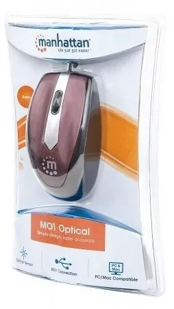 Mouse optic USB Manhattan 1000dpi maro, design compact și performant, compatibil Windows, plug and play [1]