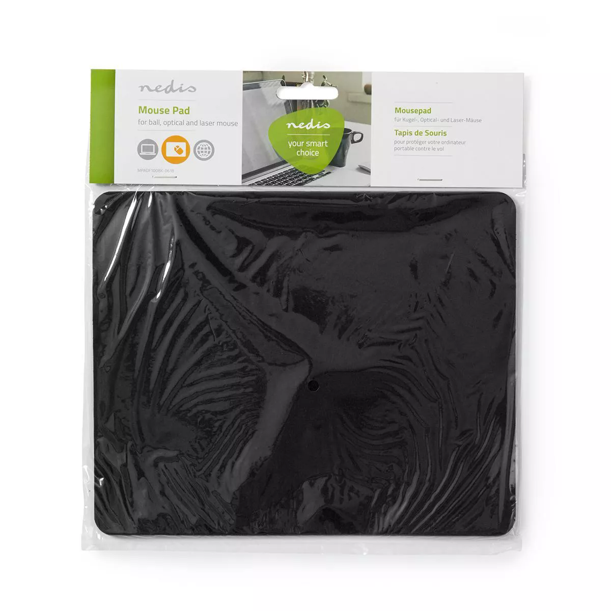 Mouse Pad Negru Nedis 18x22cm - Universal, pentru Mouse-uri Optice și Laser, Material Sintetic [2]