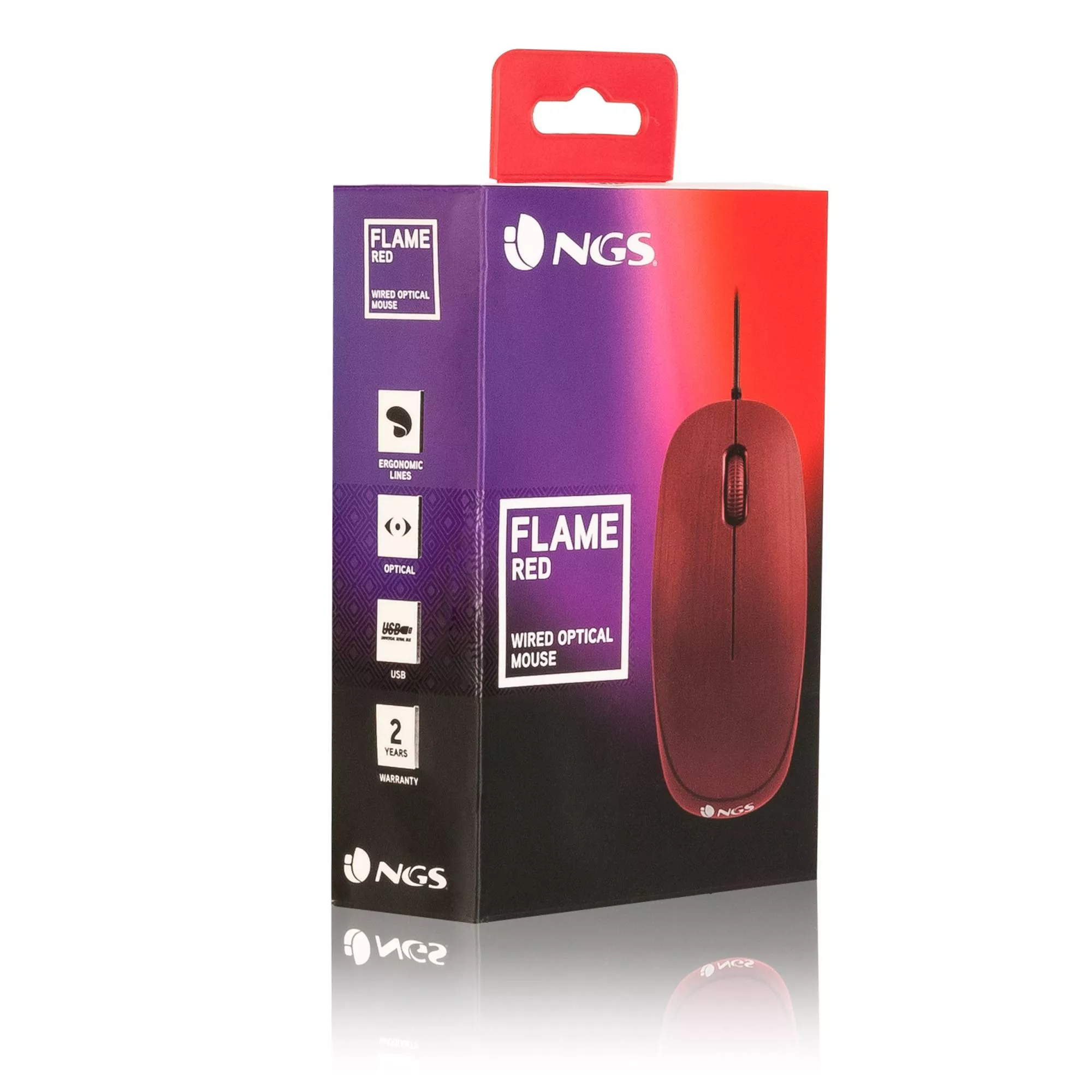 Mouse USB 1000dpi roșu Ngs, 3 butoane, ideal pentru laptop și PC [2]