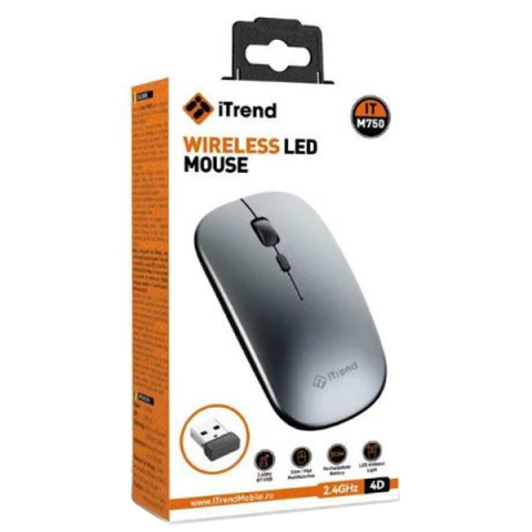 Mouse Wireless iTREND M750 1600DPI Dual Mode Bluetooth acumulator 500mAh gri [2]