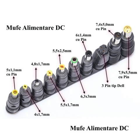 Mufa adaptoare alimentare DC 2.5x5.5 mm la 5.5x1.1 mm cu Pin interior – Conexiune sigură și compatibilă [1]