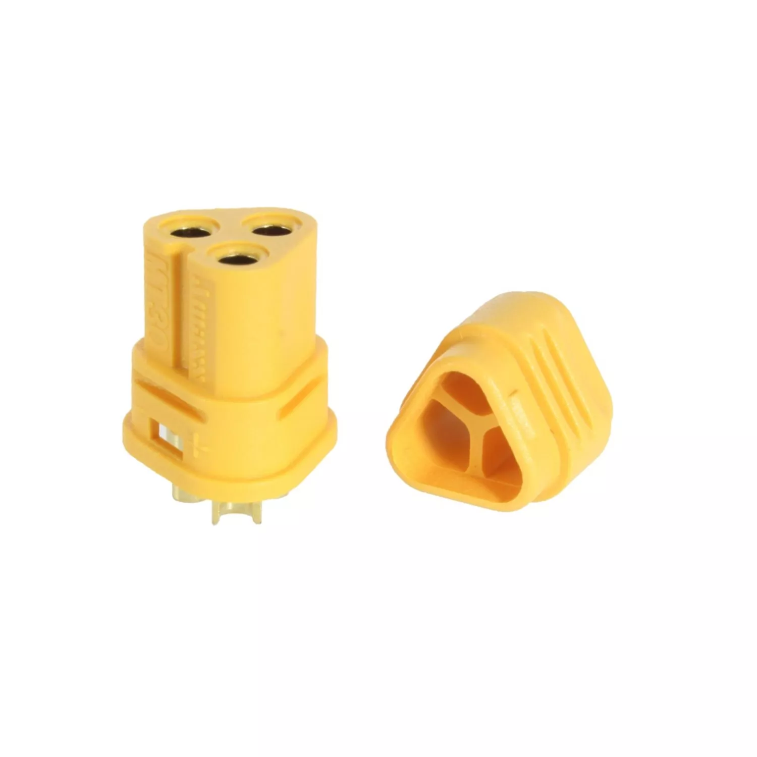 Mufe AC-DC - Mufa alimentare DC MT30 mama 3 pini, lipită, 15A, 500V, AMASS, conectare pe cablu, culoare galbenă