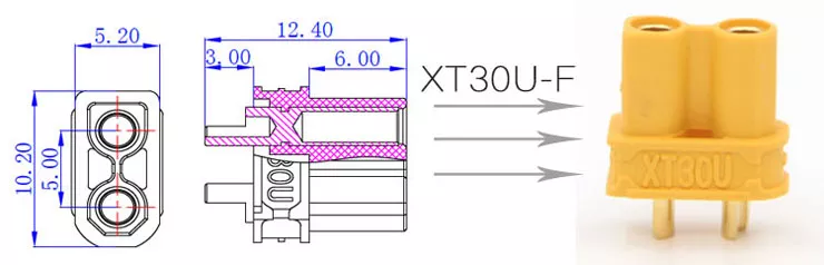Mufa alimentare DC XT30 mama 2 pini 15A 500V AMASS XT30U-F pentru conexiuni electrice sigure [3]