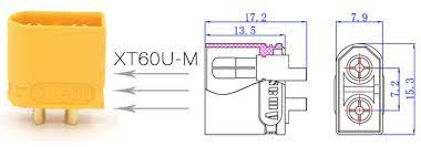 Mufa alimentare DC XT60 tata 30A 2 pini pe cablu lipire galbenă AMASS XT60U-M [2]