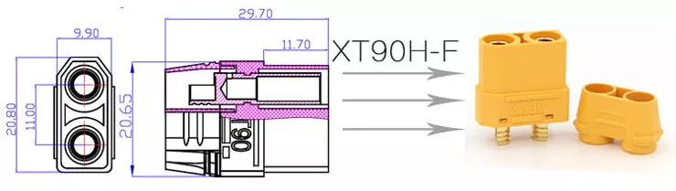 Mufa alimentare DC XT90 mama PIN 2 cablu lipite 40A 500V AMASS 24 luni garanție [1]