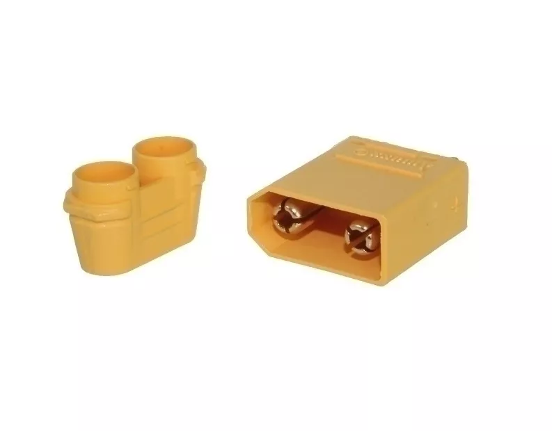 Conectica - Mufa alimentare DC XT90 tata PIN 2, cablu lipit, 40A, 500V, AMASS, 24 luni garanție persoane fizice