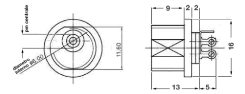 Mufa alimentare pe panou 5.5x2.5 mm, 3A, 24VDC, montaj pe panou, conector GBC 29.0628.00 [1]