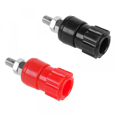 Conectica - Mufa Banana 4mm Mama Panou 16mm Roșu sau Negru – Set 2 Bucăți pentru Conexiuni Electrice Fiabile