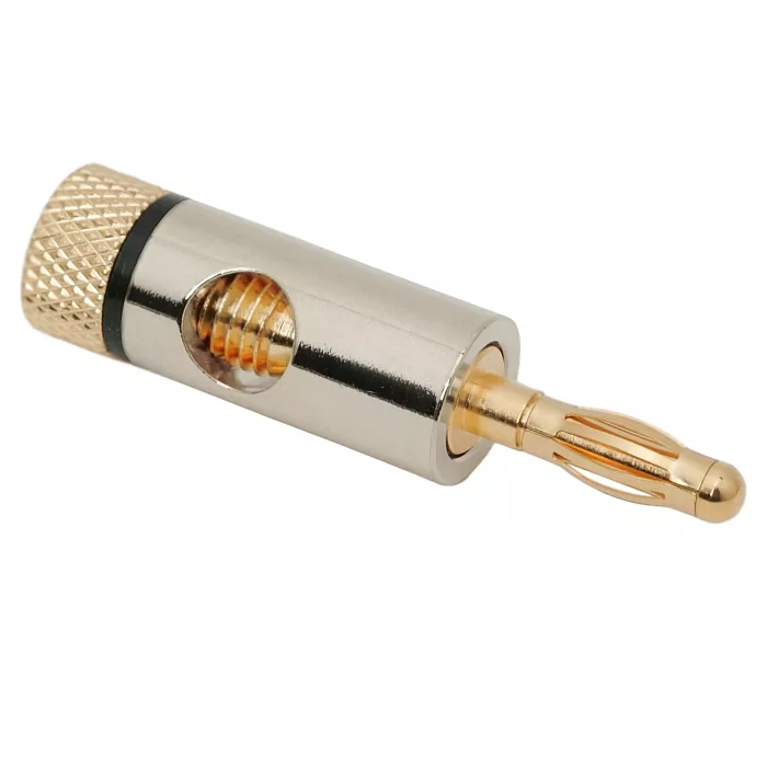 Mufe banana - Mufa tata banana audio aurită cablu 4mm inel negru