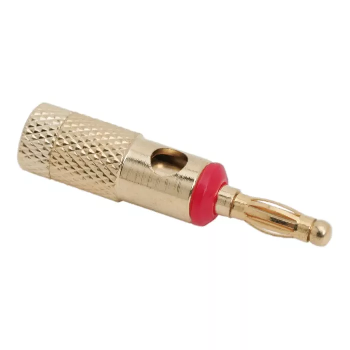 Mufa banana tata placată cu aur, 4mm, inel roșu, brand OEM, conector difuzor [1]