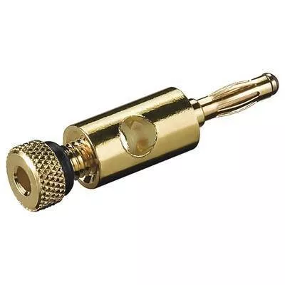 Mufe banana - Mufa banana tata inel negru 4mm cu surub metal aurit Goobay