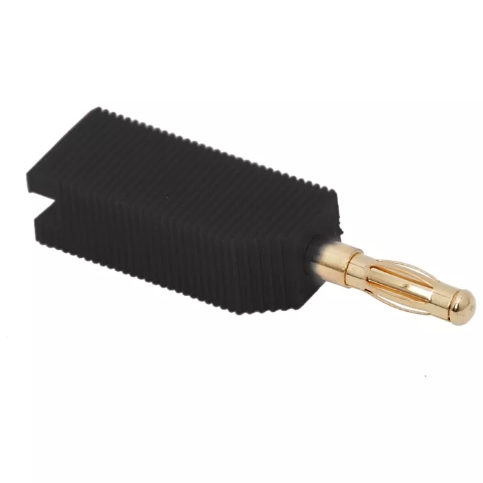 Mufe - Mufa banana tata neagra contact aurit cablu 4mm - IoElectronice.ro