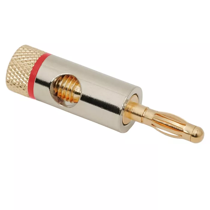 Mufe banana - Mufa tata banana aurita cablu 4mm inel rosu - IoElectronice.ro