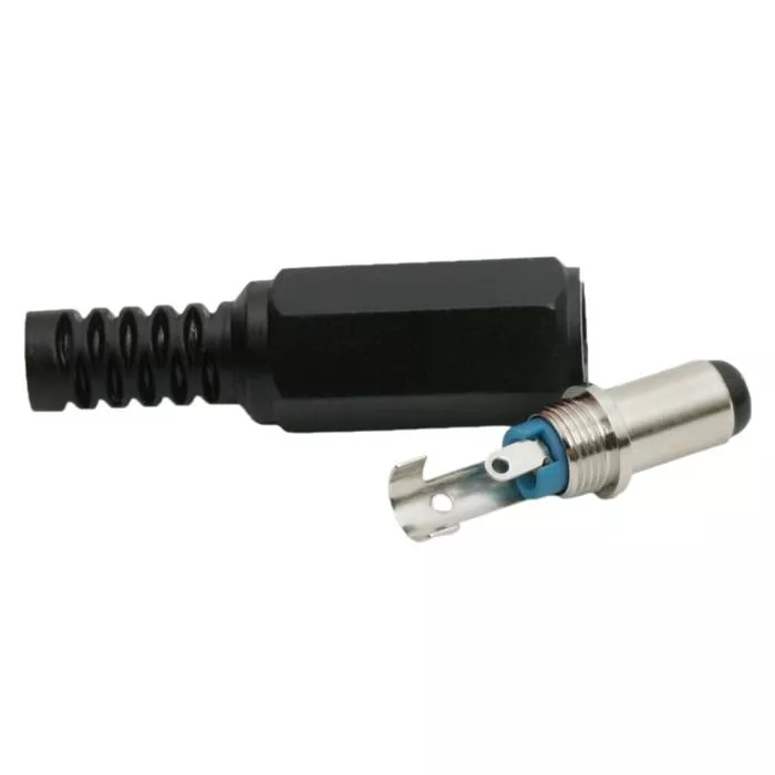 Mufa DC 2.1x5.5mm tata pe fir cu protector de cablu - IoElectronice.ro [1]