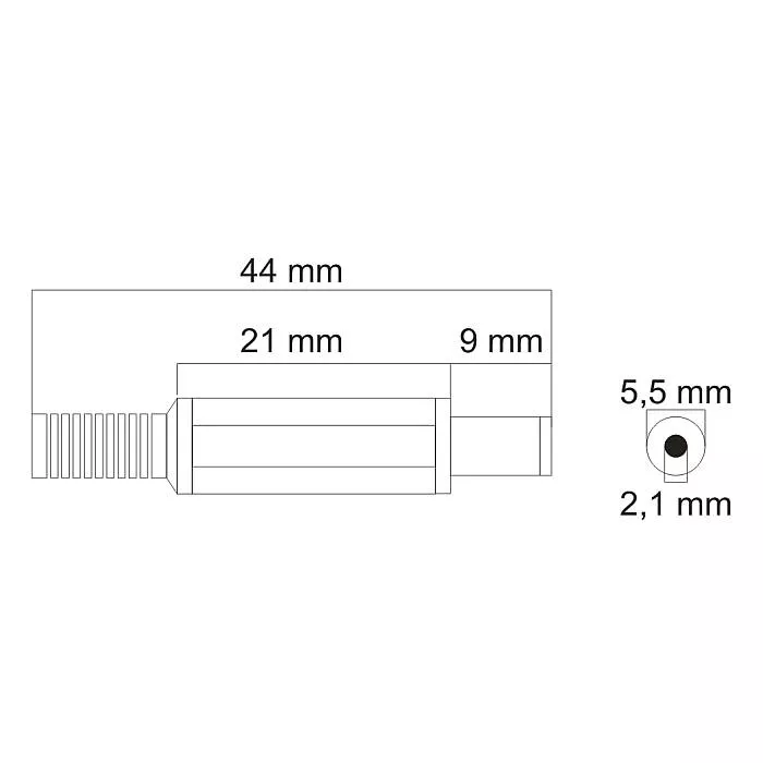 Mufa DC 2.1x5.5mm tata pe fir cu protector de cablu - IoElectronice.ro [2]