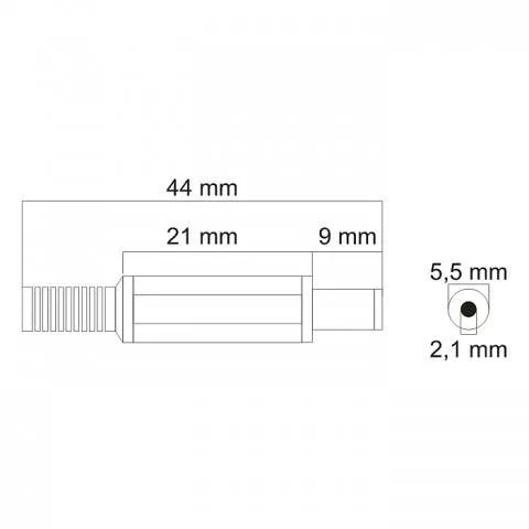 Mufa DC 2.1x5.5mm tata pin 9mm cu protector cablu Goobay, conector pentru alimentare electronică [1]