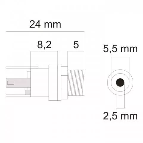 Mufa DC mama montabil 5.5x2.5 mm OEM, conector DC 2.5x5.5 mm, garanție 24 luni persoane fizice [1]
