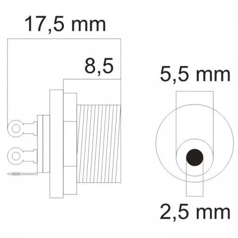 Mufa DC montabil 5.5x2.5 mm mama panou OEM, conector pentru alimentare, garanție 24 luni persoane fizice [2]